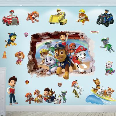 all in one place עיצוב פנים Hot 3D Pawed Wall Stickers  Happy Birthday Decoration For Kids Bedroom Patrol Toys Balloon DIY Boys Girls Creative Gifts PVC