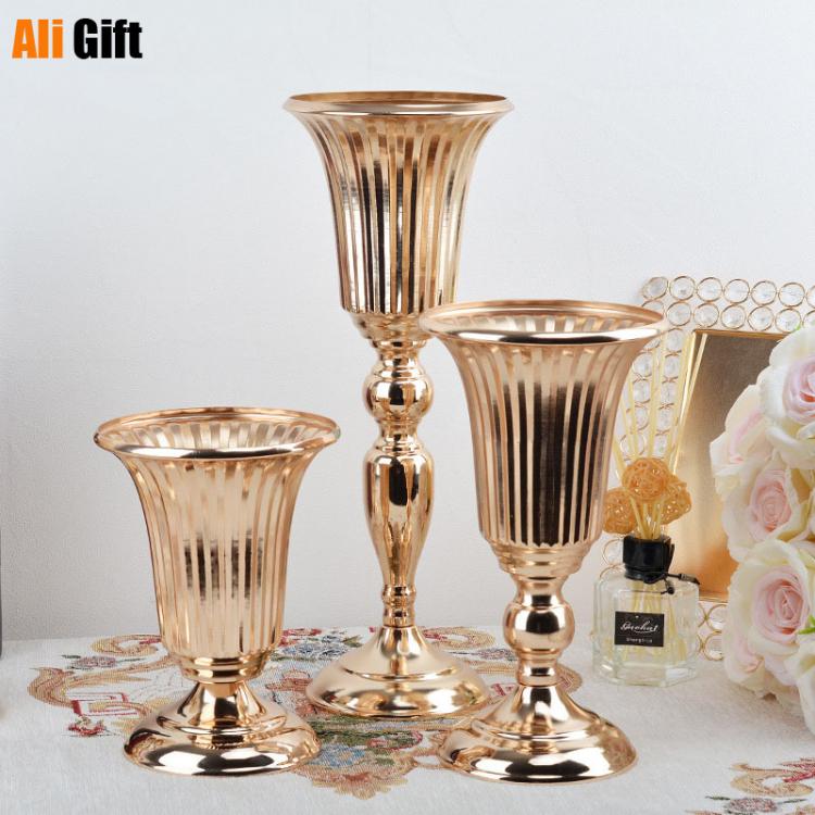 all in one place עיצוב פנים Golden Flower Vases Home Design Desktop Flower Arrangement Decorative Wedding Party Christmas Flower Rack Road Lead Crafts