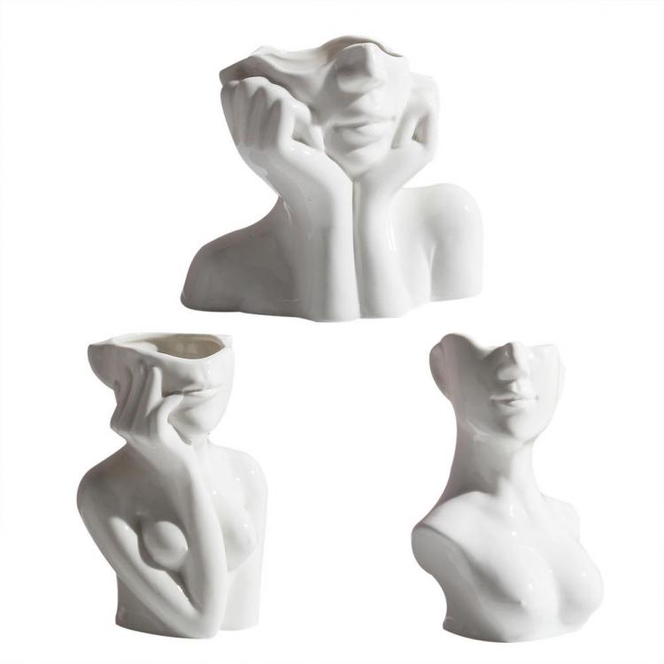 all in one place עיצוב פנים Innovative Ceramic Flower Vase Art Woman Body Shape Succulent Plant Pot Cabin Decor Tabletop Shelf Showpiece For Living Room
