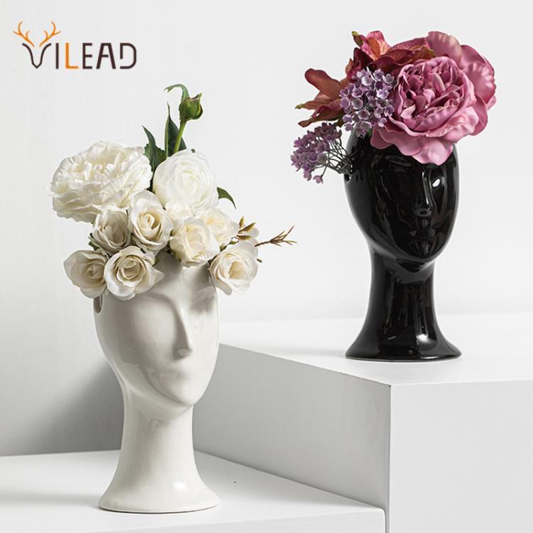 all in one place עיצוב פנים VILEAD European-Style Ceramic Vase Brains Wide Open Plant Pot Flower Arrangement Art Home Living Room Office Desk Decoration