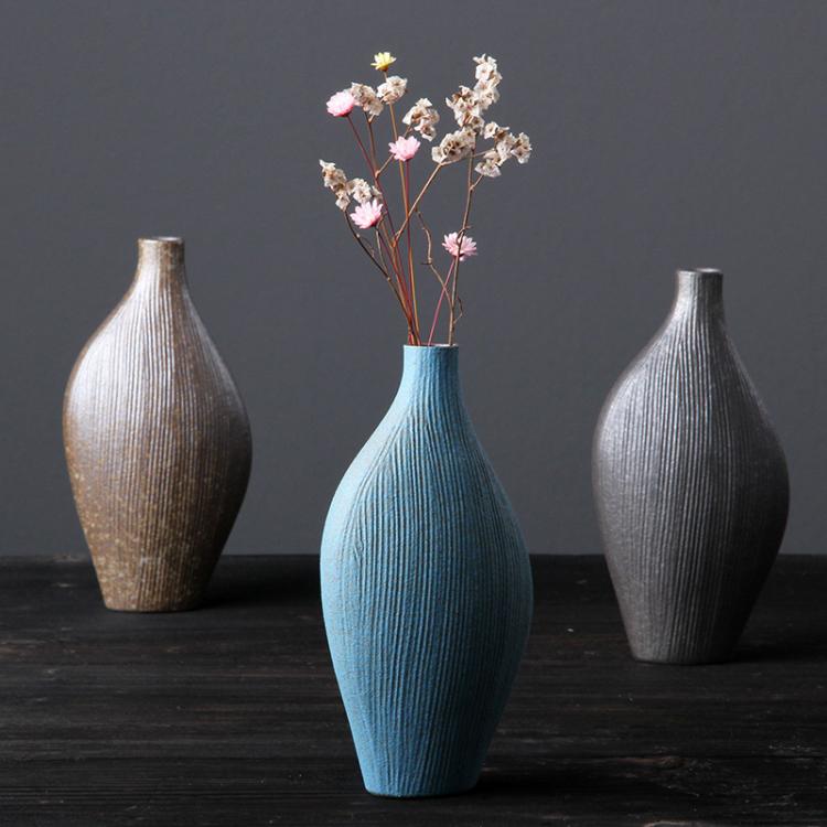 all in one place עיצוב פנים Retro Stoneware Home Decoration Personality Ceramic Grey Small Flower Arrangement Vase