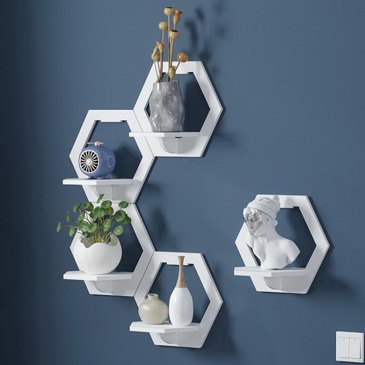 all in one place עיצוב פנים Wall shelf free punching wall-mounted TV background wall hanger bedroom balcony bedside wall creative flower pot stand