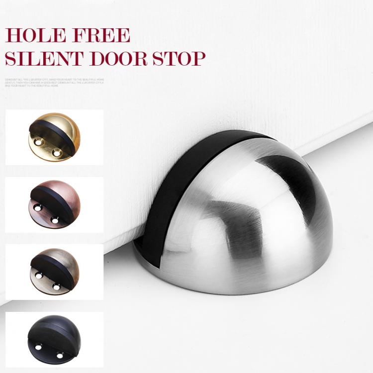 all in one place עיצוב פנים Stainless Steel Door Stopper Rubber Bumper Catch Hardware Floor Mounted Nail-free Hidden Door Non Punching Sticker Hidden Holder
