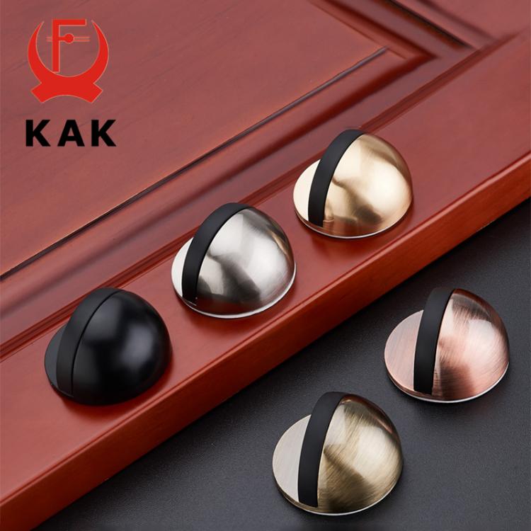 all in one place עיצוב פנים KAK Zinc Alloy Rubber Door Stopper  Black Gold Nail-free Sticker Hidden Door Holder Catch Floor Mounted Door Stop Door Hardware
