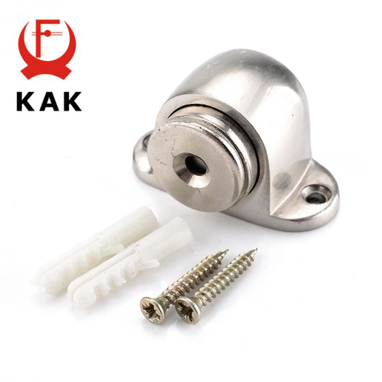 all in one place עיצוב פנים KAK Zinc Alloy Door Stop Casting Powerful Floor-mounted Magnetic Holder 54mm*35mm Satin Nickel Brushed Door Stopper