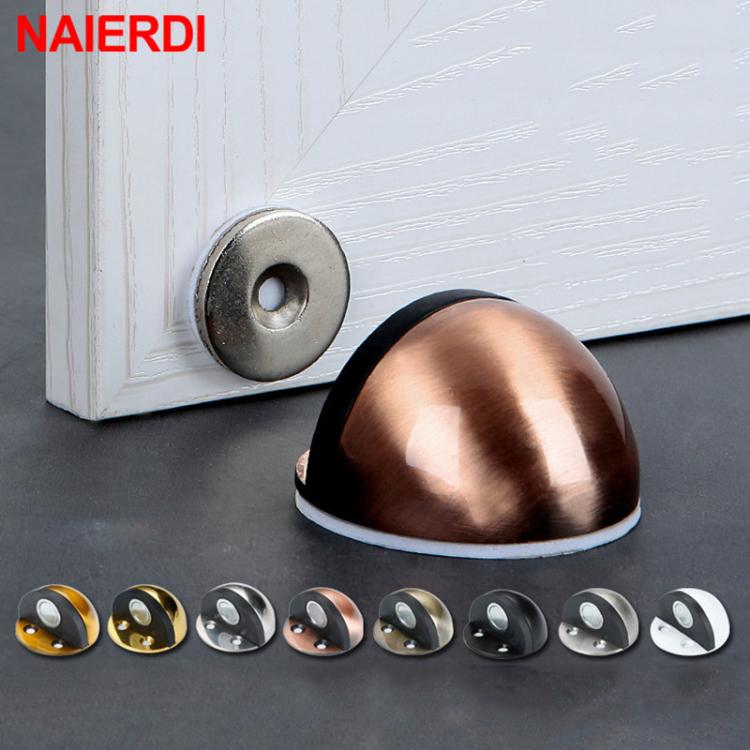 all in one place עיצוב פנים NAIERDI Non Punching Sticker Door Stopper Stainless Steel Rubber Magnetic Hidden Door Holders Floor Mounted Nail-free Door Stops