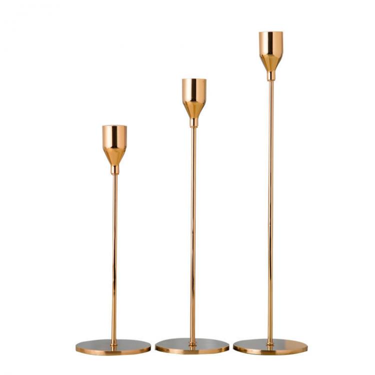 all in one place עיצוב פנים 3Pcs/Set Chinese Style Metal Candle Holders Simple Golden Wedding Decoration Bar Party Living Room Decor Home Decor Candlestick