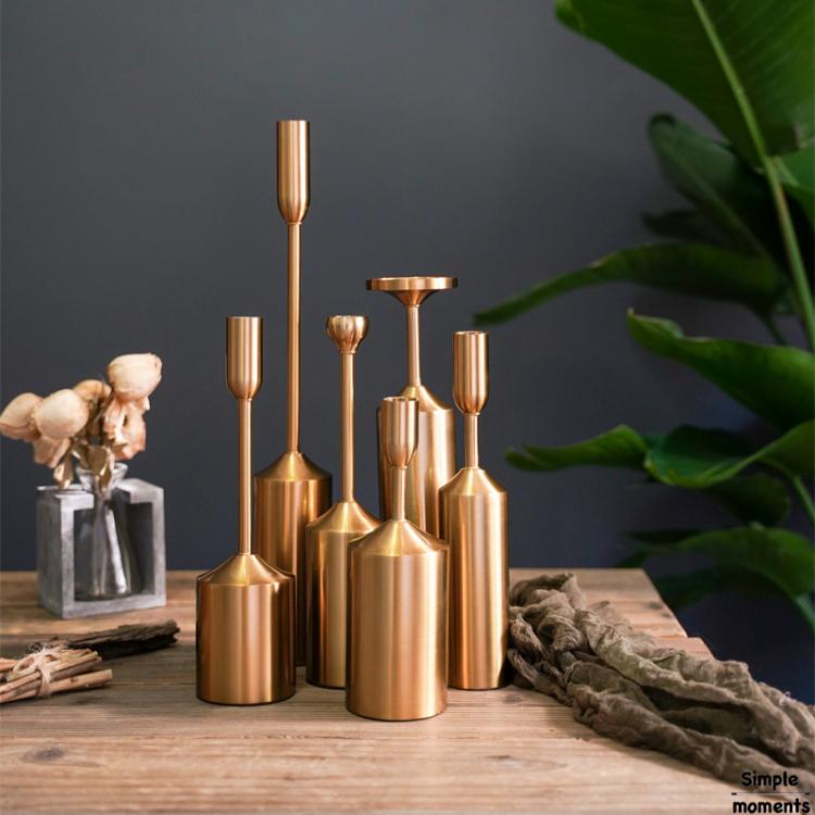 all in one place עיצוב פנים Simple Moments Metal Gold Plated Candle Holders High Quality Pillar Wedding Home Decoration Candlestick