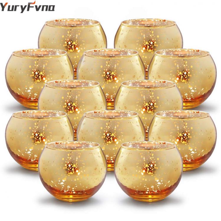 all in one place עיצוב פנים YuryFvna 6/12 Pcs Mercury Glass Candle Holders Votive Tealight Candlestick Wedding Centerpieces Parties Home Decoration Gift