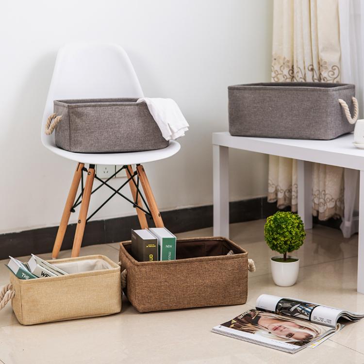 all in one place עיצוב פנים New Large Folding Linen Fabric Storage Basket Kids Toys Storage Box Clothes Storage Bag Organizer Holder with Handle
