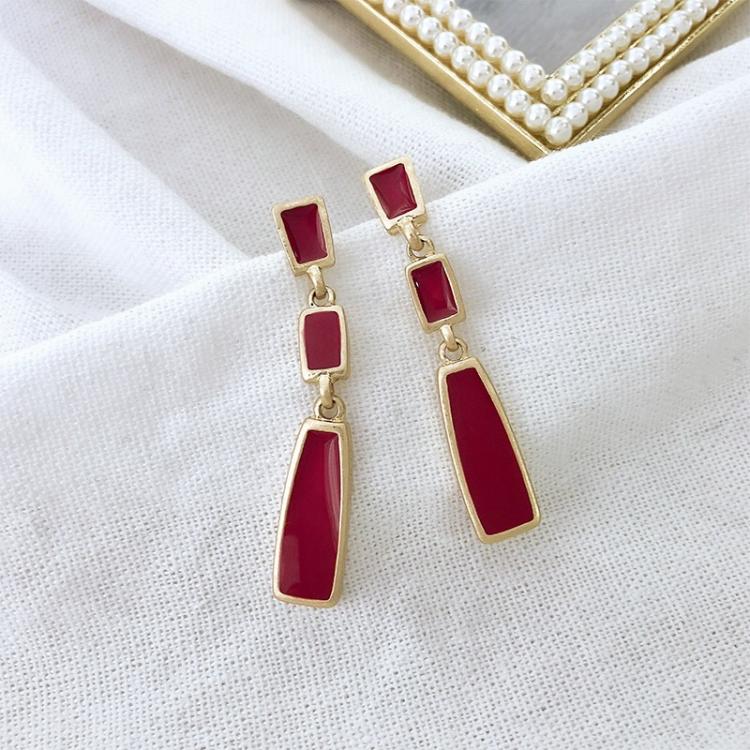 all in one place תכשיטי אופנה Accessories new earrings red rectangular drop oil trend gift