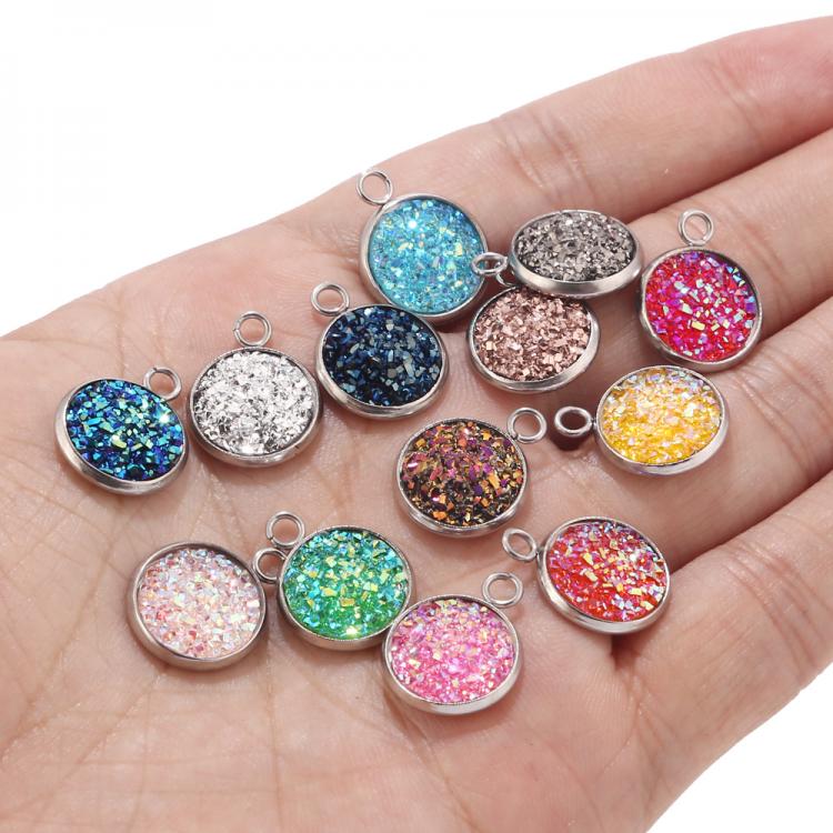 all in one place תכשיטי אופנה 10pcs Druzy Charms 12mm Druzy Pendant Supplies Wholesale Bezel Charm Faux Druzy Stone Pendant Colourful Charm for DIY Jewelry