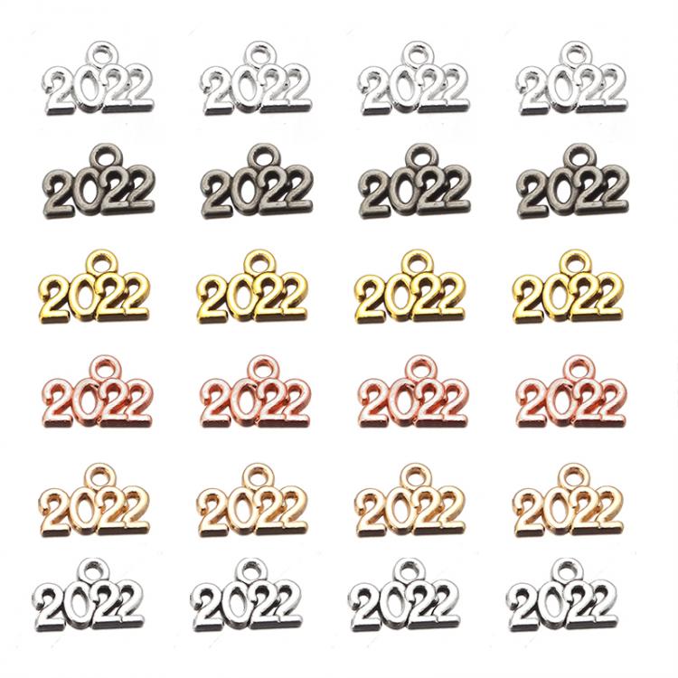 all in one place תכשיטי אופנה 10-70pcs/Lot Number 2022 Year Charms For Jewelry Metal Souvenir Pendant For DIY Handmade Jewelry Making Accessories Wholesale