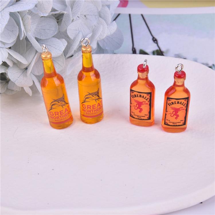 all in one place תכשיטי אופנה 10pcs/pack 3D Beer Bottle Alcohol Drink  Resin Beer Charms Earring Keychain  Jewelry Making