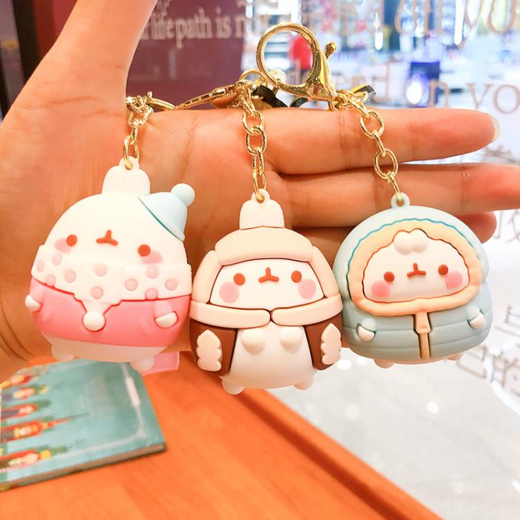 all in one place תכשיטי אופנה 2021 New Keychains For Men Women Molang Rabbit Korean Cute Cartoon Rubber Fashion Key Chains Lovers Bag Car Pendant PVC Key Ring