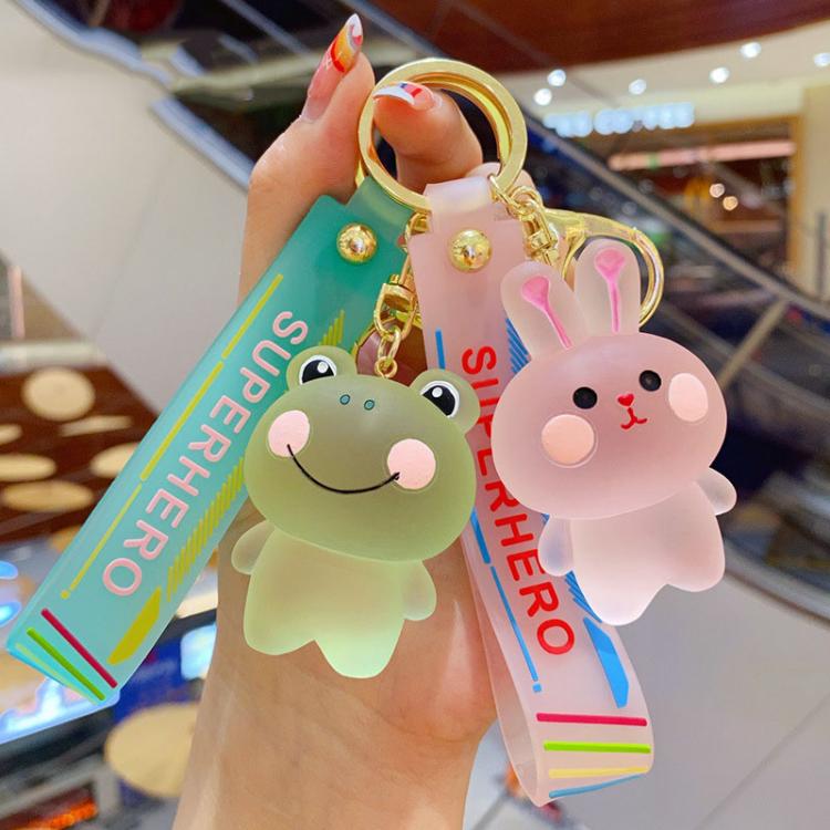 all in one place תכשיטי אופנה Cartoon Crystal Bear Key Chain Transparent Keyfob Cute Frog Animal Keyring Backpack Pendant Couple Women Men Gift Car Keychain