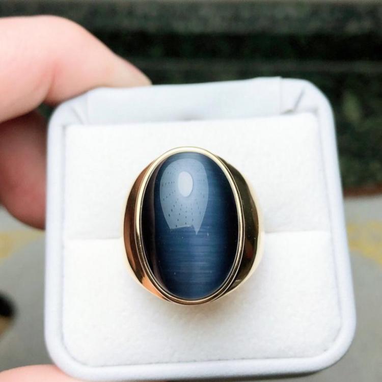 all in one place תכשיטי גברים Fashion Domineering Luxury Oversized Opal Oval Smooth Ring for Men Jewelry Gift