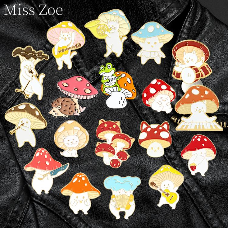 all in one place תכשיטי גברים Custom Animal Enamel Pins Cute Mushroom Collection Funny Play And Sing Singer Brooches Lapel Cartoon Jewelry Gift For Kid Friend