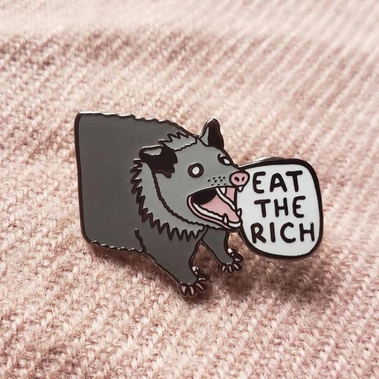 all in one place תכשיטי גברים Eat the Rich Possum Enamel Pin Lapel Pins Badge Brooch Jewelry Accessory