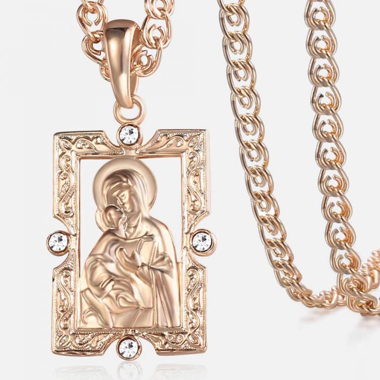 all in one place תכשיטי גברים 585 Rose Gold Virgin Mary Jesus Pendant Necklace for Women Men Cross Necklace Christian Jewelry Fashion Gift For Women GP255