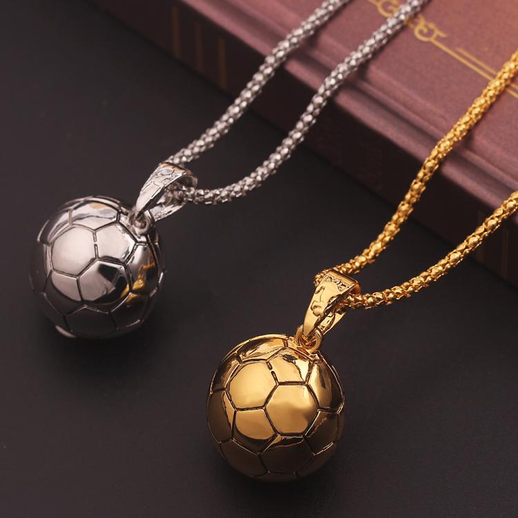 all in one place תכשיטי גברים Hip Hop Men Hippie Male Sports Necklace Football Pendant Necklace Alloy Chain Soccer Ball Necklace Jewelry Gift