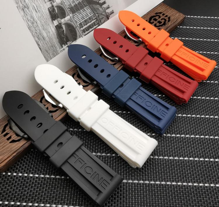 all in one place שעונים Silicone Rubber Watchband 22mm 24mm 26mm Black Blue Red Orange white watch band For Panerai Strap Waterproof watchband free tool