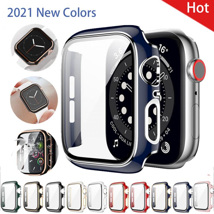 all in one place שעונים for Apple Watch 44mm 40mm Series6 SE 5 4 Tempered Glass+Case Screen Protector Coverage Bumper Case for Iwatch Series 3 2 38/42mm