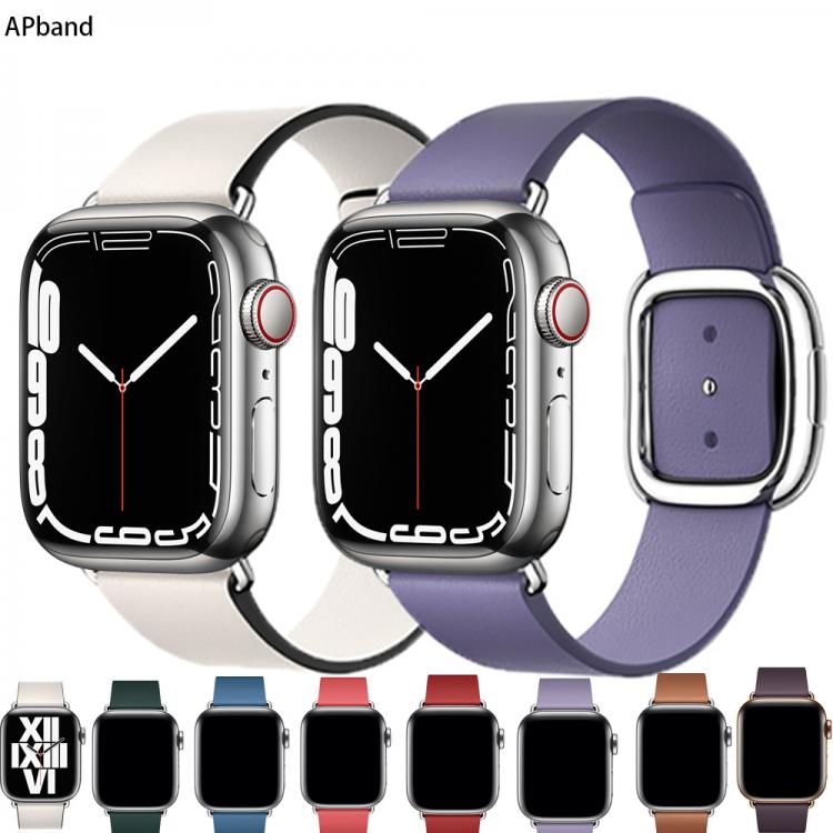 all in one place שעונים Modern buckle strap For Apple Watch band 45mm 41mmm 44mm/40m 42mm/38mm correa Leather bracelet iwatch series 5 4 3 6 SE 7 strap