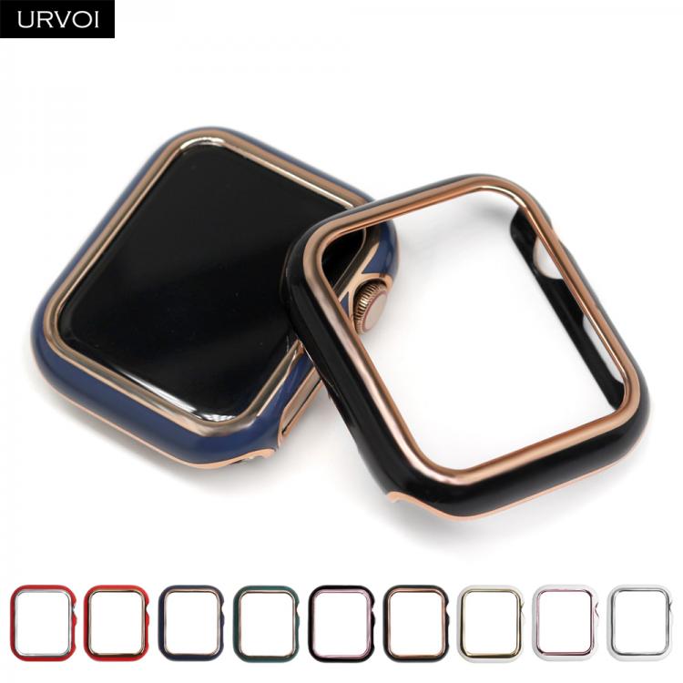 all in one place שעונים URVOI Bumper for Apple Watch series 6 SE 5 4 3 2 Shiny Plastic cover hard frame case for iWatch protector double colors