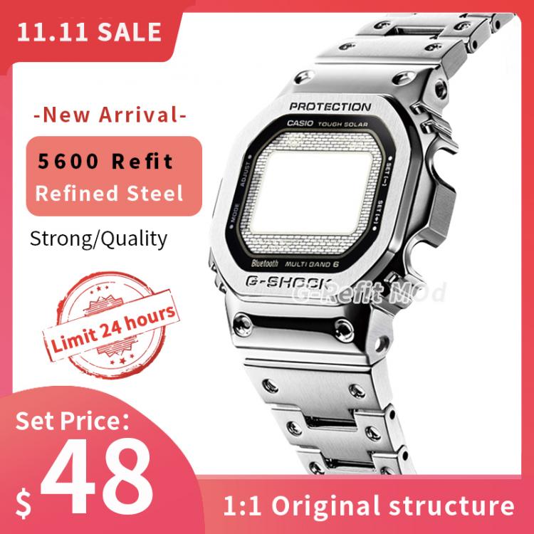 all in one place שעונים G-Refit DW5600/5610 GW5600E DW/GW5000 Stainless Steel Watchband Case/Bezel 5000 DW5035 Accessories with Tools Silver Black Strap