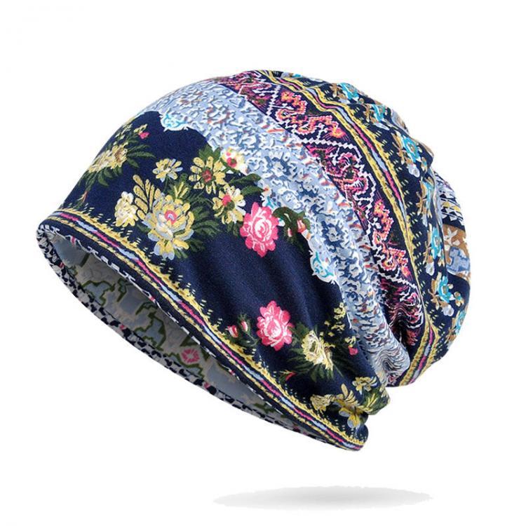 all in one place בגדי נשים Women Winter Cotton Multi-purpose Flower Printing Beanie Cap Neck Gaiter Warm Face Shield Hats