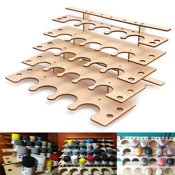 all in one place ציוד היקפי 24 Pots Wooden Acrylic Paint Stand Bottle Storage Rack Holder Modular Organizer