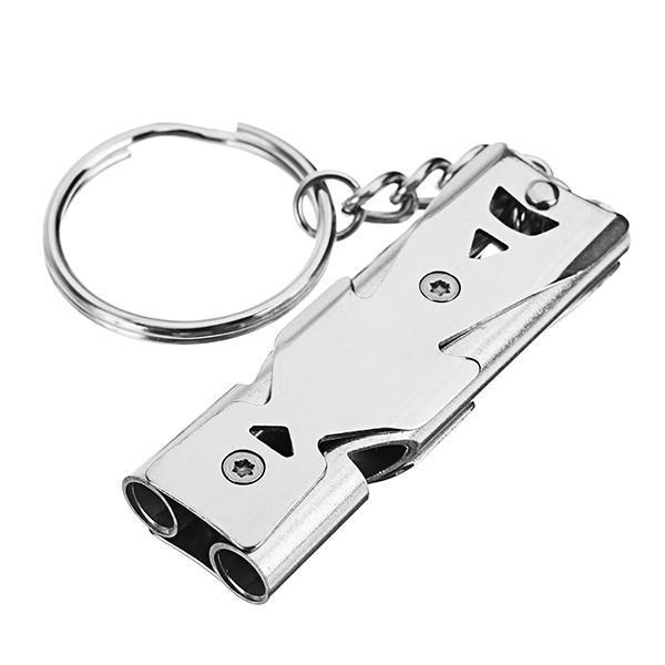 all in one place כלי עבודה Double Pipe High Decibel Stainless Steel Outdoor Emergency Survival Whistle Keychain Camping HIking Keychain Whistle