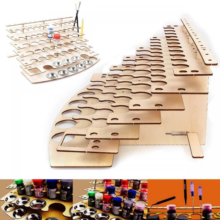 all in one place ציוד היקפי 57 Pots Wooden Acrylic Color Paints Bottle Storage Rack Holder Organizer
