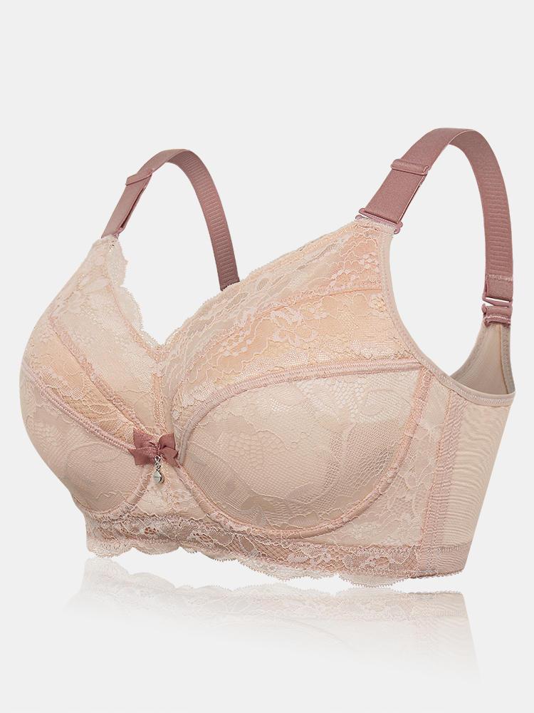all in one place בגדי נשים Lace Full Coverage Plus Size Hollow Push Up Gather Bra