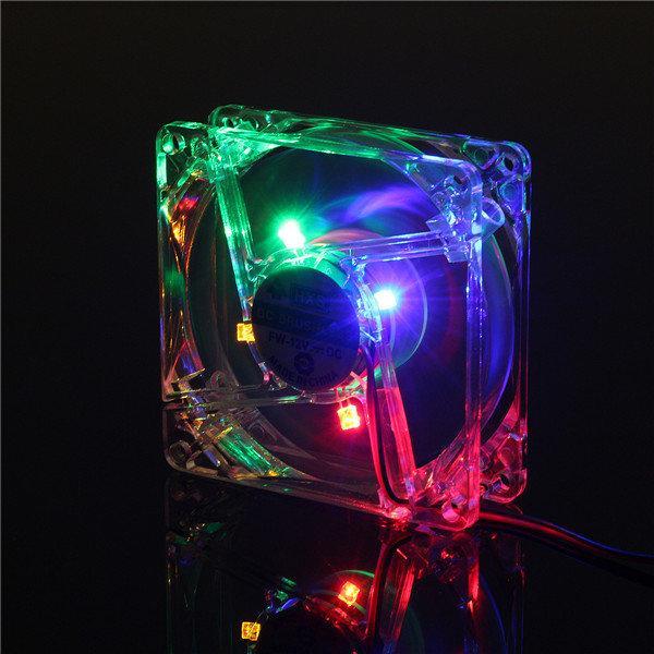 all in one place ציוד היקפי 80mm Four LED Light Nine Blade CPU Cooling Fan For PC Computer Case