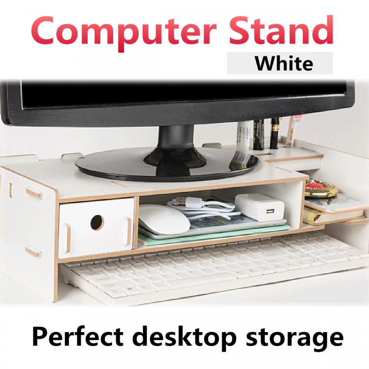 all in one place ציוד היקפי Wooden Monitor Stand Laptop Desk Riser Organizer Storage Rack Storage Shelf