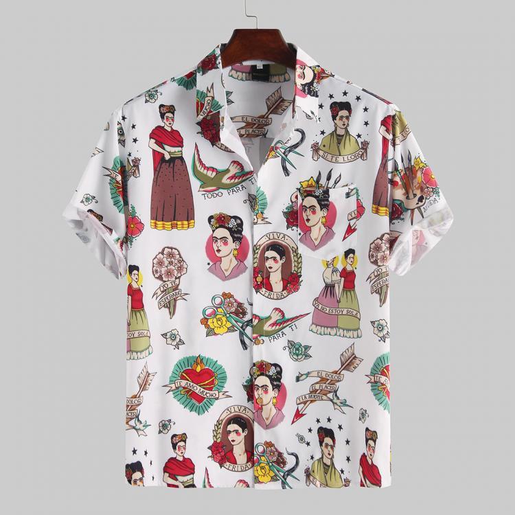 all in one place בגדי גברים Palace Characters Print Short Sleeve Shirts