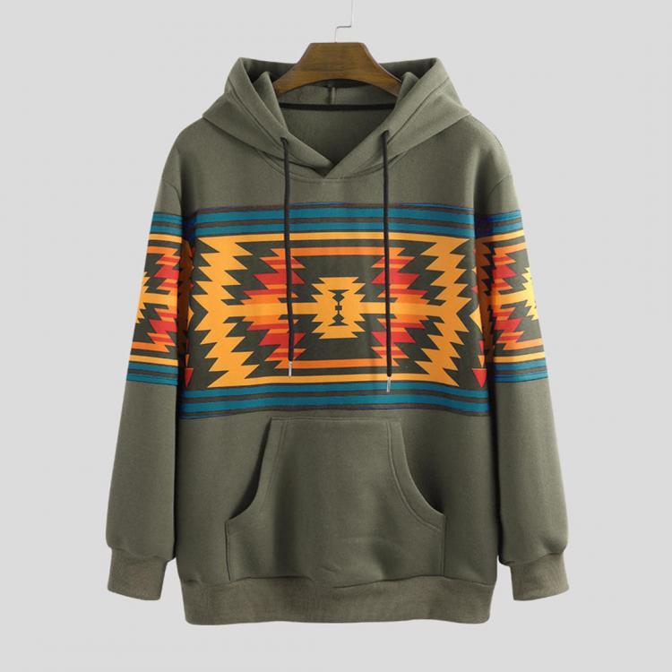 all in one place בגדי גברים Mens Casual Pattern Printing Hooded Long Sleeve Fashion Sweatshirt