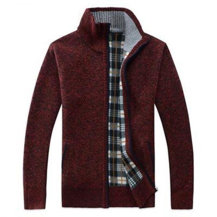 all in one place בגדי גברים Men Fashion Zipper Plaid Lining Cardigans Stand Collar Thickening Coats