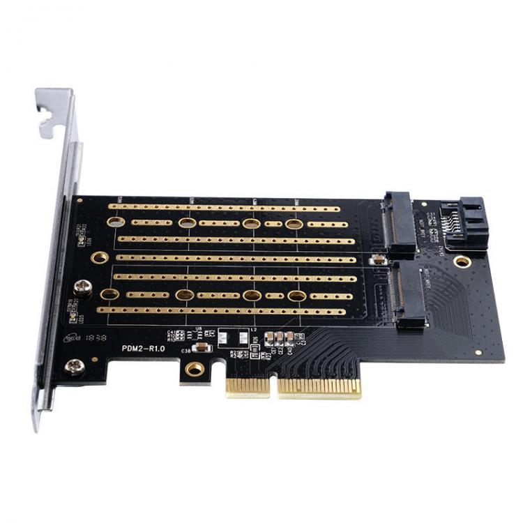 all in one place ציוד היקפי כרטיס PCI-E עם חיבורי M.2 NVME ו- SATA