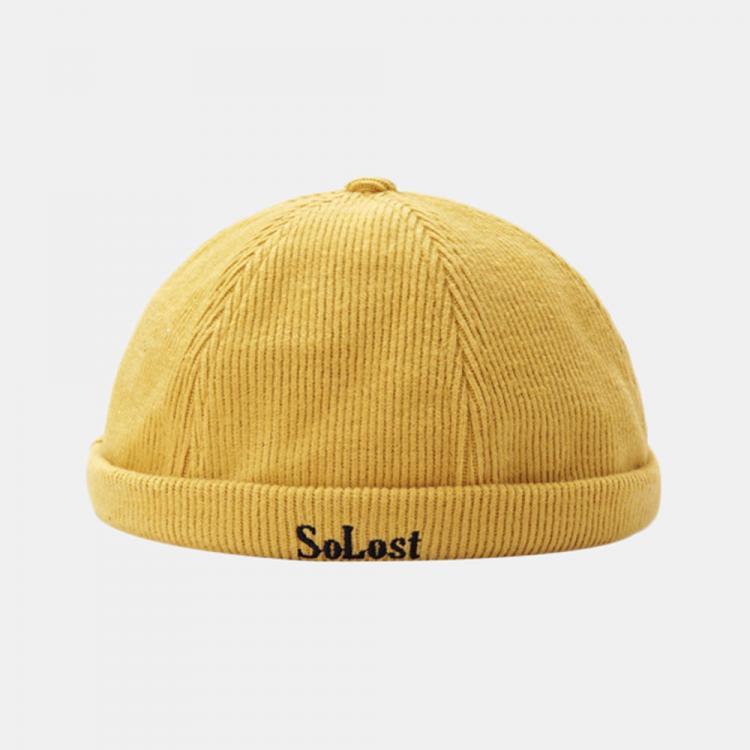 all in one place בגדי נשים Unisex Personality Corduroy Yara Brimless Hats Solid Color Letter Embroidery Landlord Hat Melon Hat Hip Hop Hat