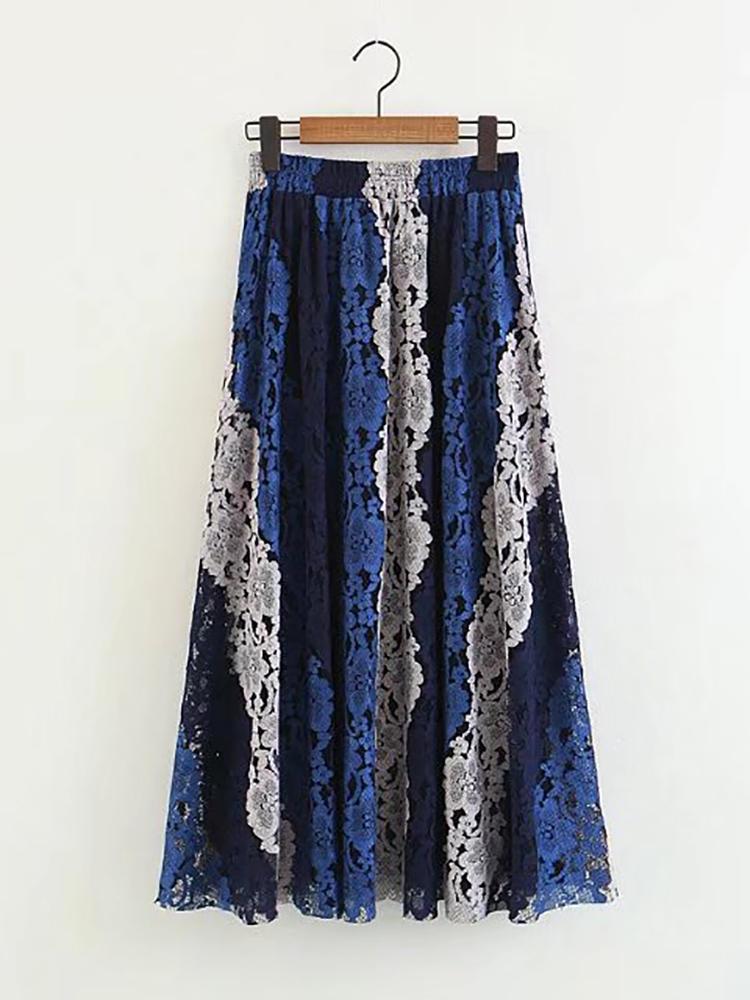 all in one place בגדי נשים Elegant Patchwork Color Lace A-Line Skirts
