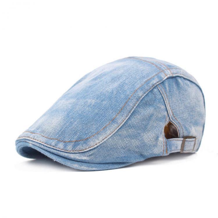 all in one place בגדי נשים Unisex Mens Womens Washed Denim Adjustable Solid Painter Beret Hat Casual Gatsby Newsboy Caps