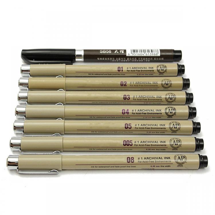 all in one place ציוד היקפי 8pc Pigment Micron Sakura Neelde Soft Brush Drawing Pen 005 01 02 03 04 05 08 Brush Fine Point Markers Pen