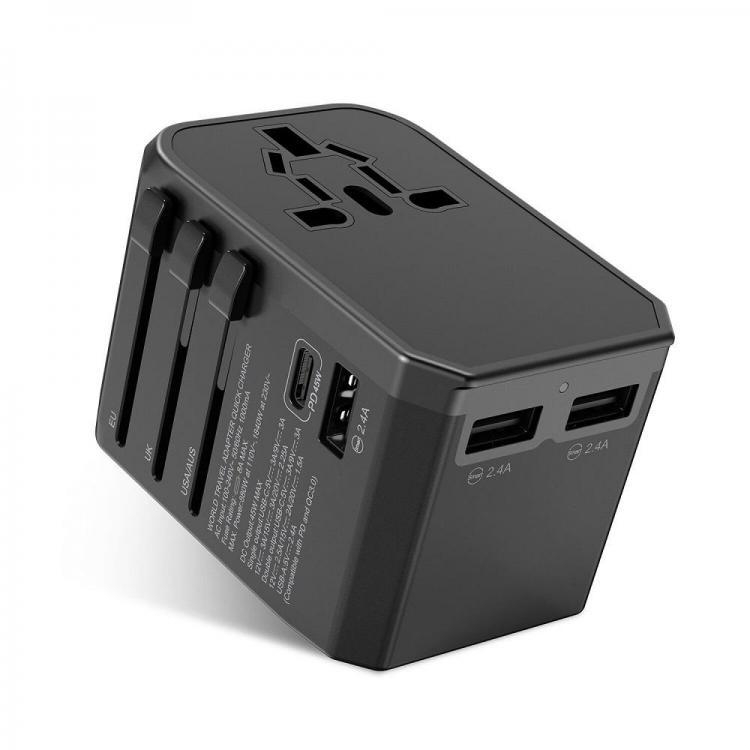 all in one place ציוד היקפי Wontravel JY-308PRO 45W 3 USB+PD QC 3.0 Multifunction Worldwide Travel Charger Converter Adapter Plug
