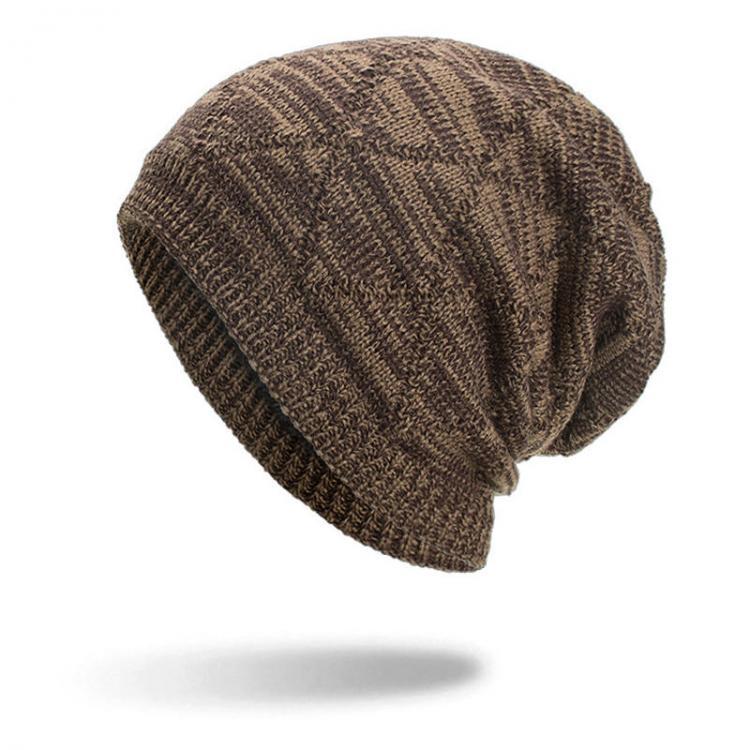 all in one place בגדי נשים Winter Diamond Plaid Plus Velvet Earmuffs Knitted Sweater Hat  Slouch Warm Beanie Caps