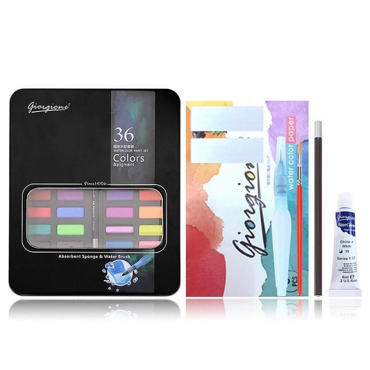 all in one place ציוד היקפי 36 Color Solid Watercolor Paint Professional Box Paintbrush Portable Pigment Painting Art Supplies