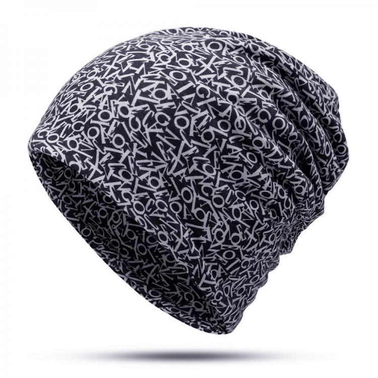 all in one place בגדי נשים Unisex Cotton Beanie Multi-purpose Letters Print Scarf Headband Hat
