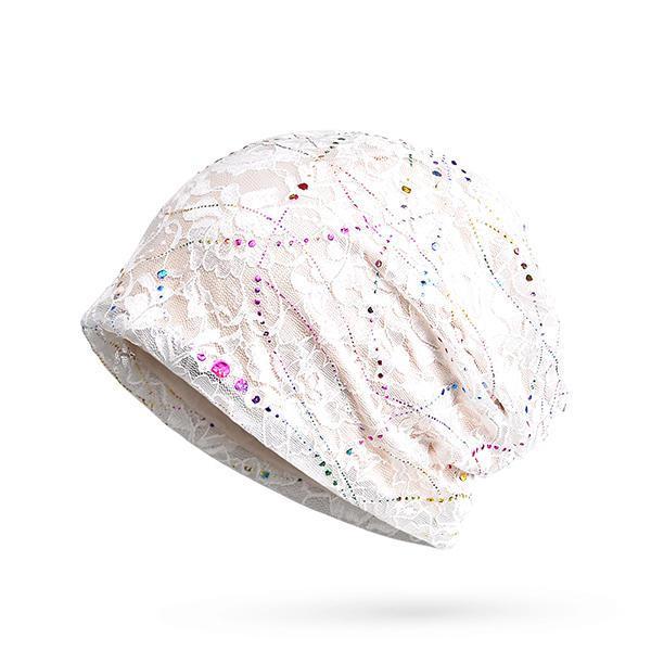 all in one place בגדי נשים Women Rhinestone Striped Cotton Beanie Hat Casual Flexible Autumn Warm Skullies Cap